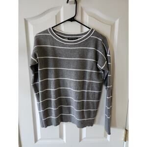 Banana Republic Men's S Fine Italian Merino Cashmere Blend Sweater Gray Stripe